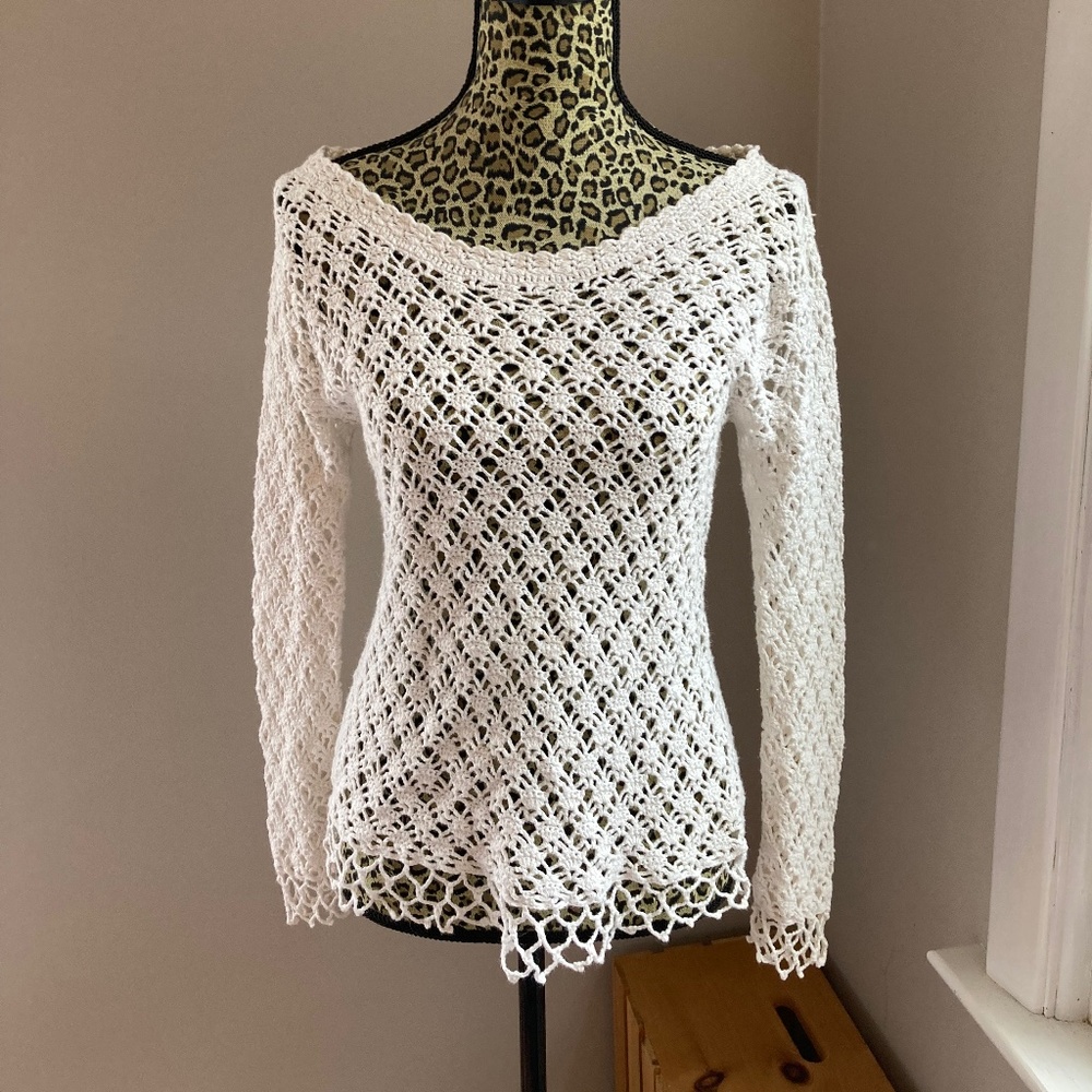 Vintage Crochet Boatneck Sweater